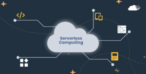 An illustration of a serverless architecture, showing a central cloud surrounded by interconnected icons that symbolize different components and functionalities of serverless applications.